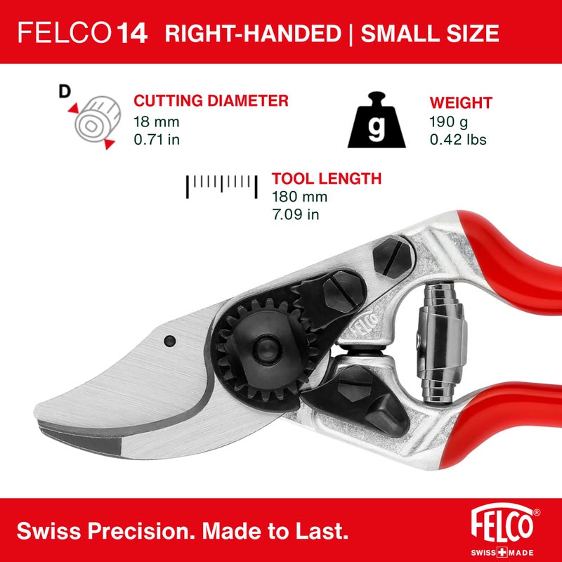 Felco F 14 Pruning Shears â€“ 7.1" Garden Clippers for Small Hands with Bypass & Anvil Blades | Hand Pruners for Gardening | Garden Tool Cutter with Forged Alloy Steel Build, Lightweight Swiss Design - Image 2